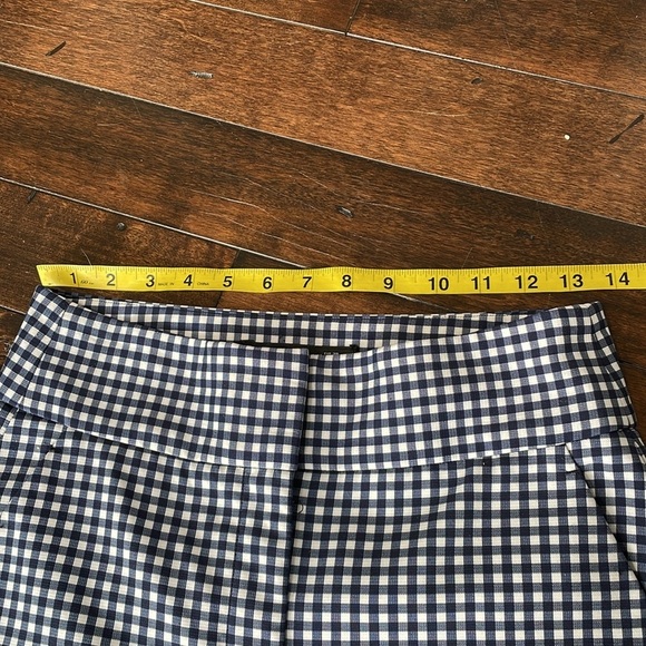 Zara Woman navy white gingham pants High rise Ankle Stretch Size 6 Casual Preppy - Picture 4 of 12